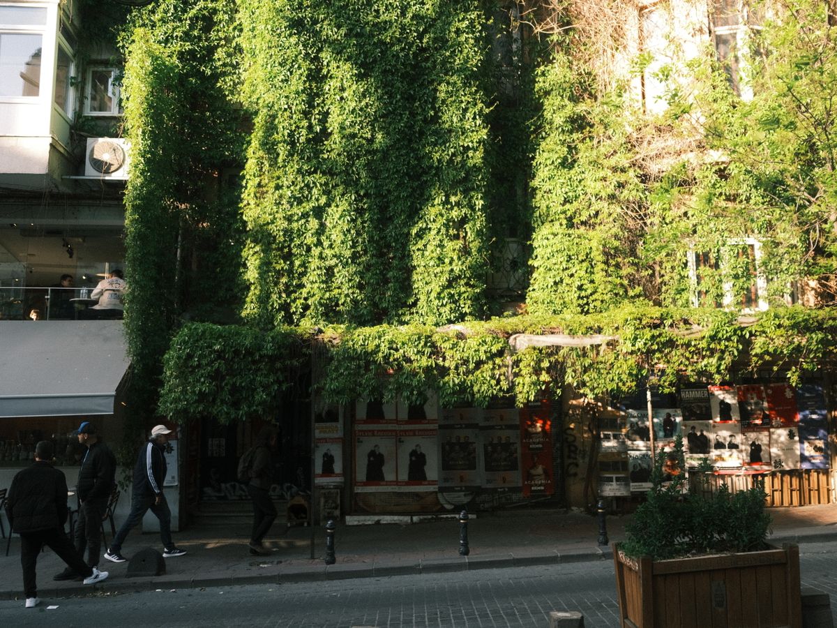 İstanbul Cihangir’de bir sokak ve kafe